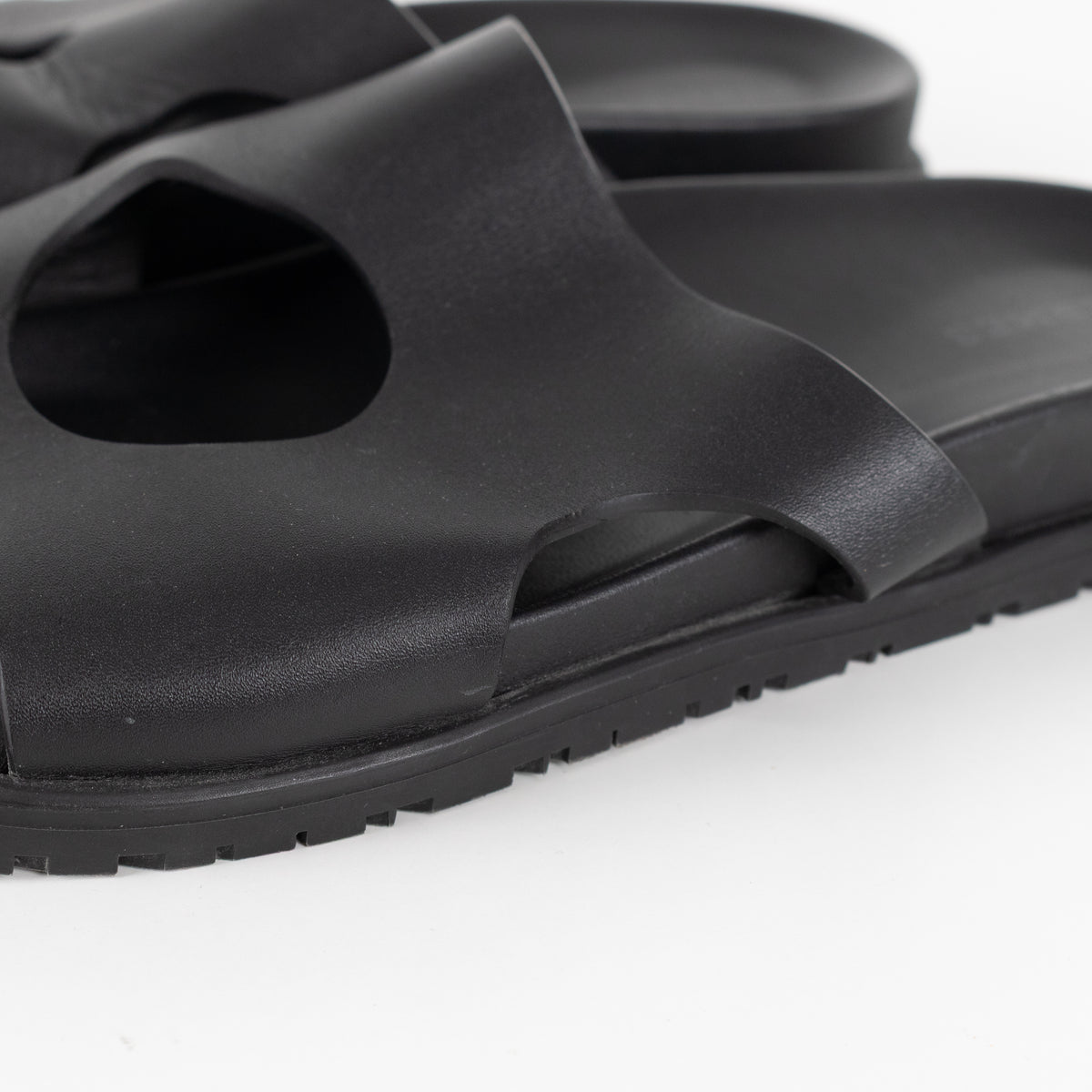 Hermes Black Edith Cut-Out Calfskin Sandals