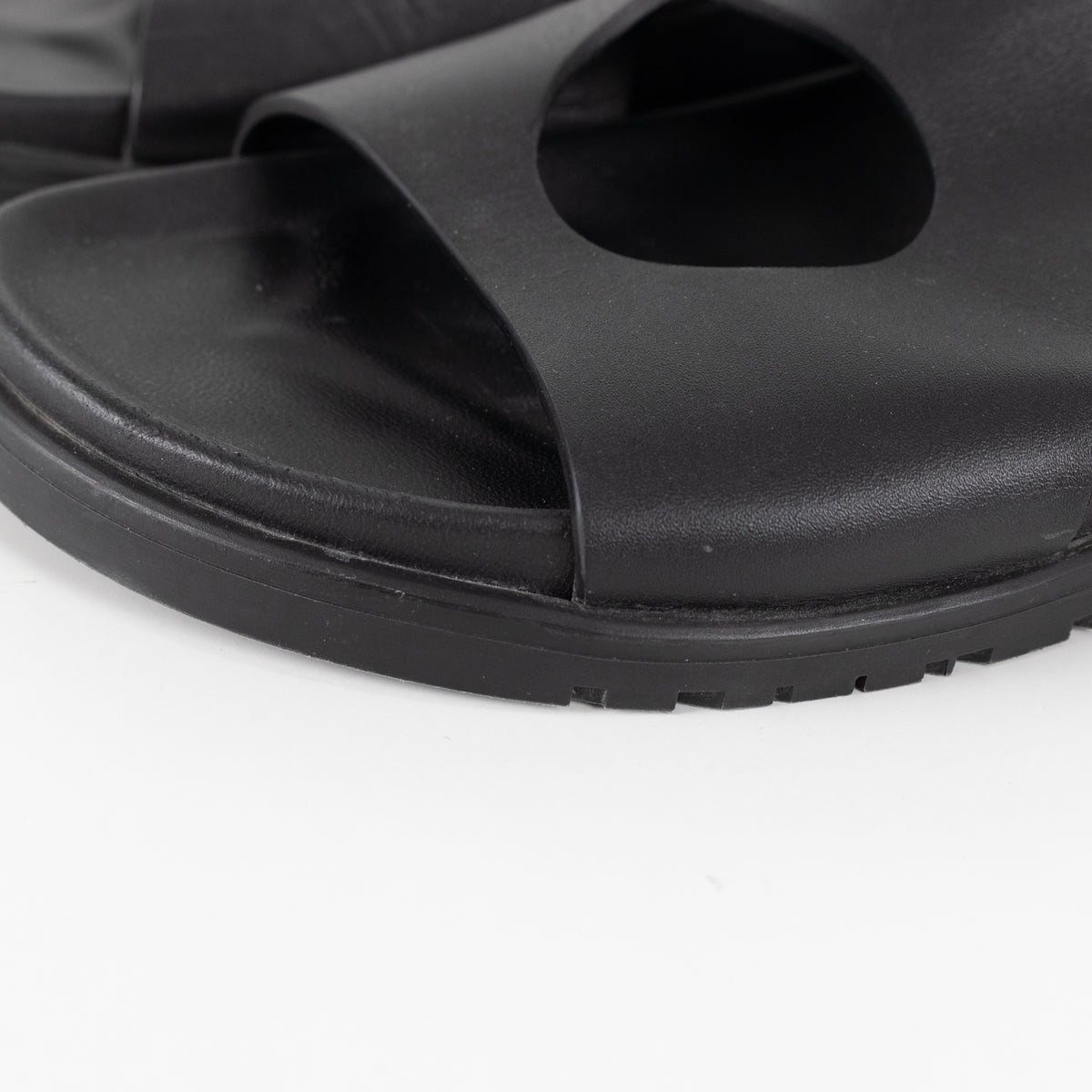 Hermes Black Edith Cut-Out Calfskin Sandals