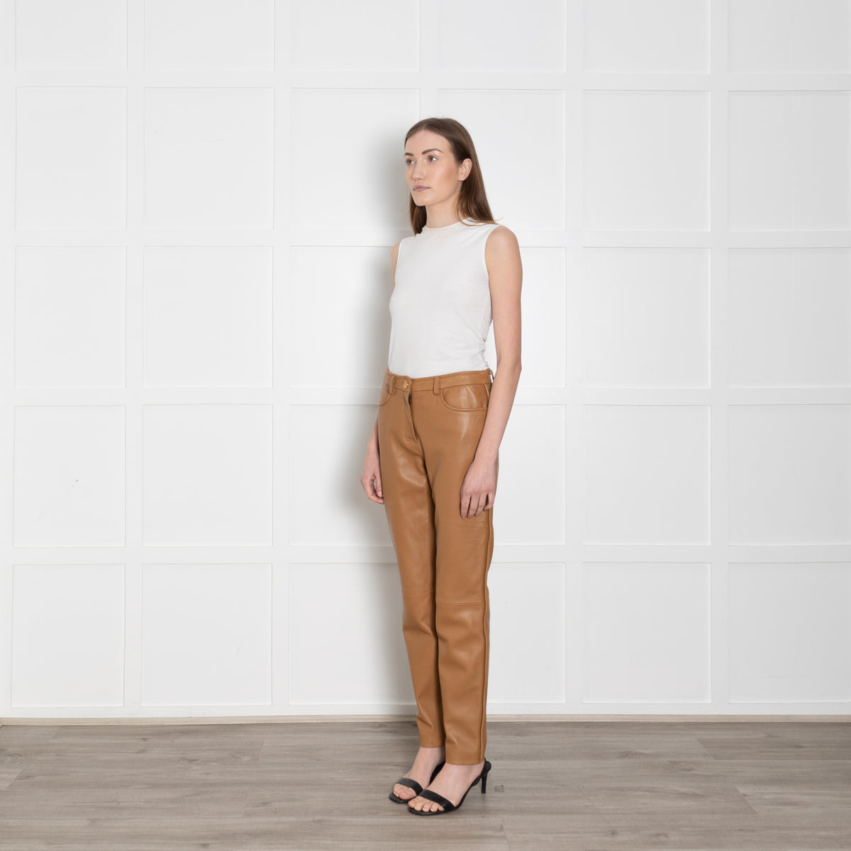 Boutique Moschino Mustard Leather Trousers