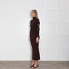 Mugler Brown Knit Rollneck Long Dress