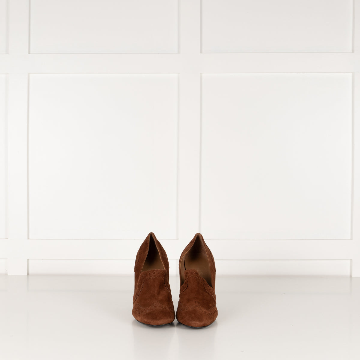 Hermes Tan Suede Round Toe Heeled Shoes