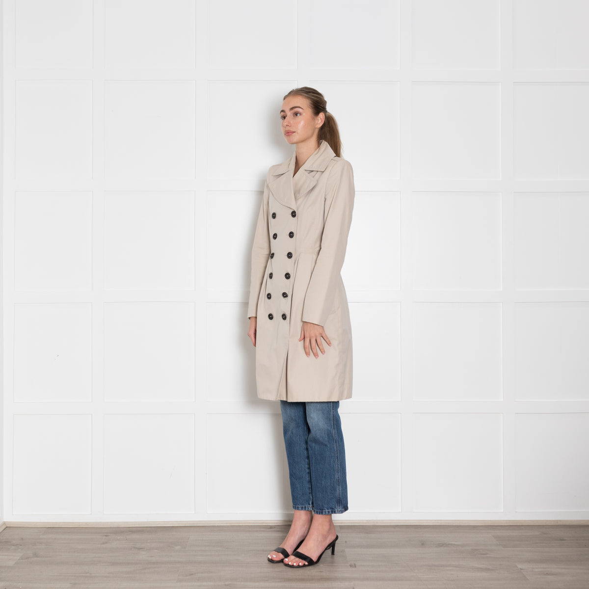 Burberry Beige Cotton Waisted Trench Coat