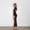 Mugler Brown Knit Rollneck Long Dress