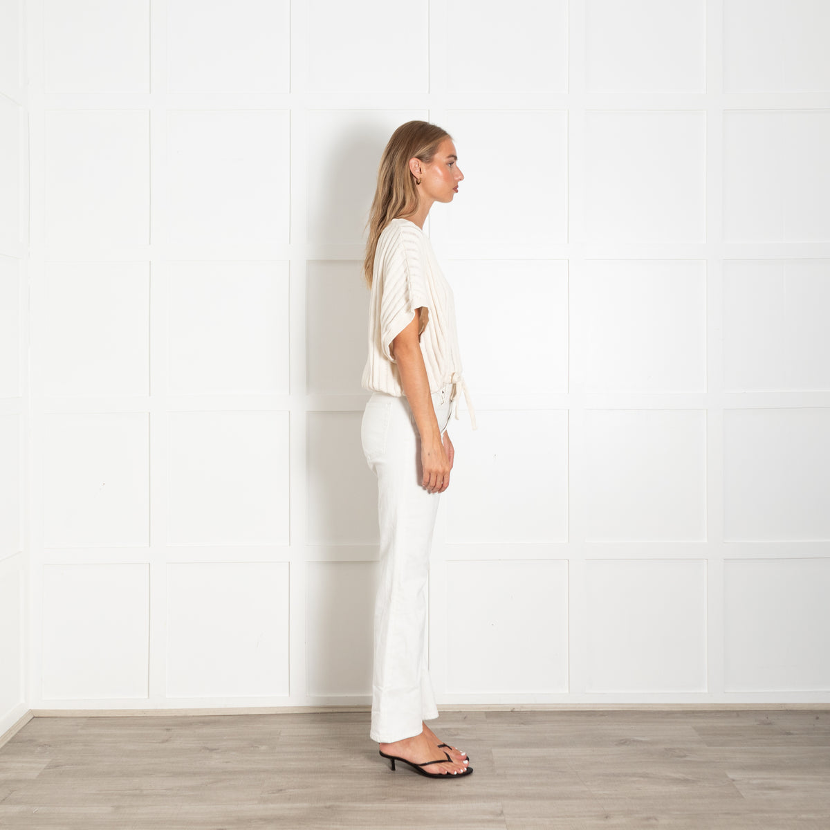 Rita Row Cream Ladder Stitch Cotton Top