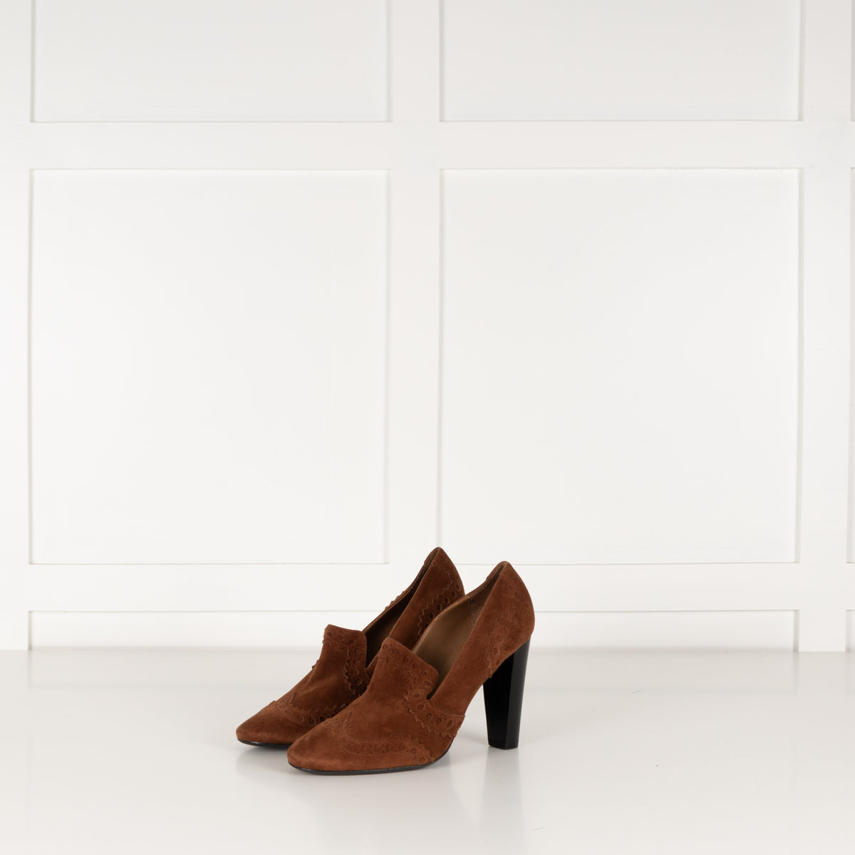 Hermes Tan Suede Round Toe Heeled Shoes