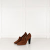 Hermes Tan Suede Round Toe Heeled Shoes