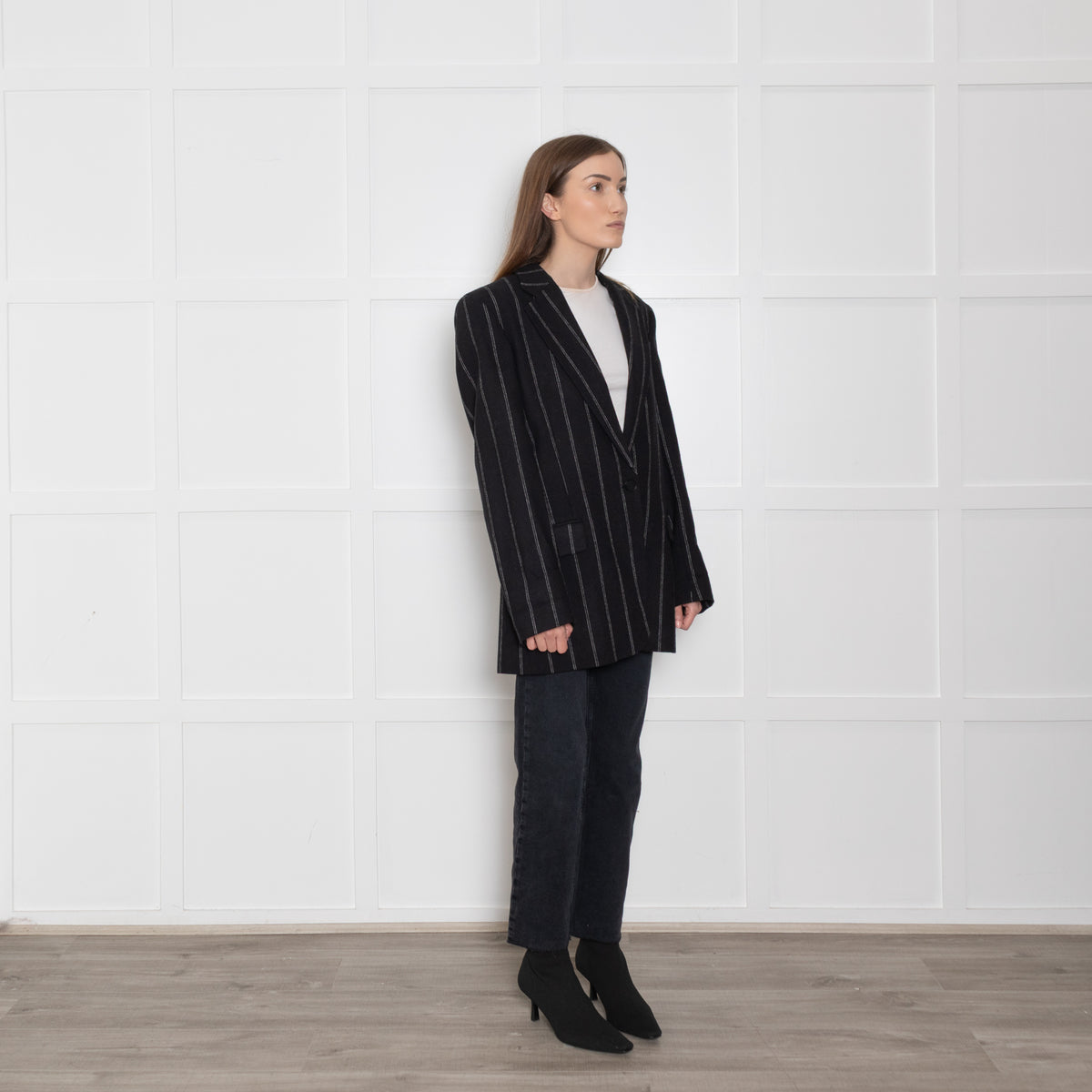 Stella McCartney Boyfriend Black And White Pinstripe Blazer