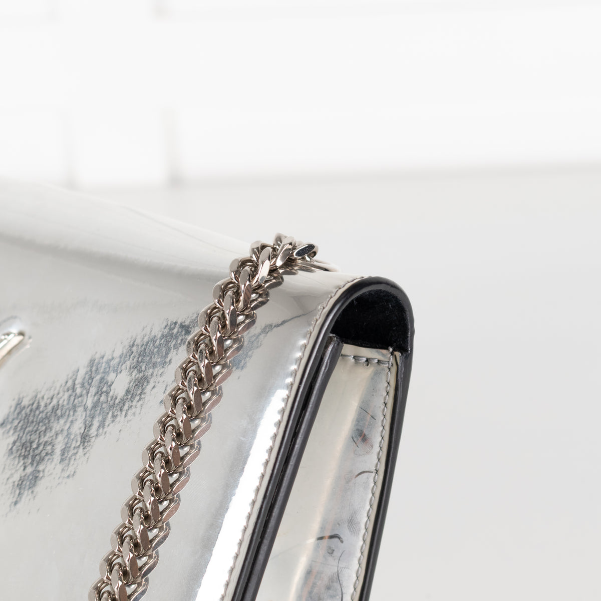 Yves Saint Laurent Silver Mirrored Leather Small Kate Bag