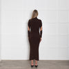 Mugler Brown Knit Rollneck Long Dress