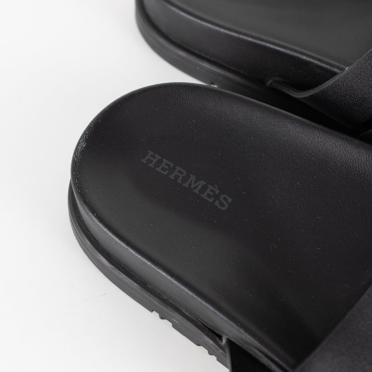 Hermes Black Edith Cut-Out Calfskin Sandals