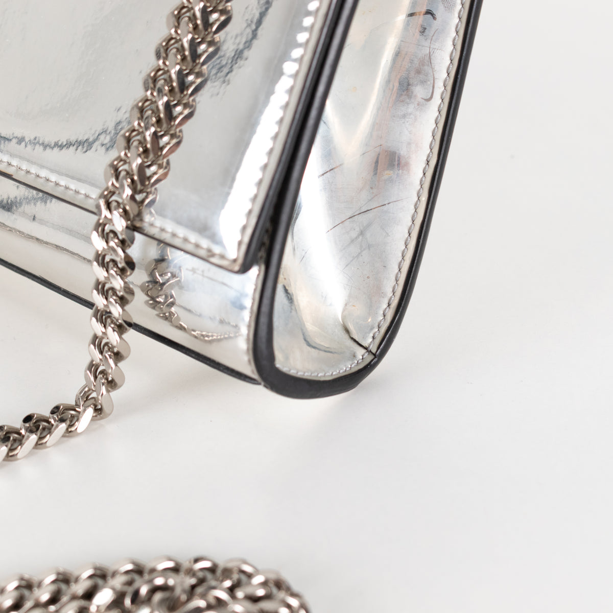 Yves Saint Laurent Silver Mirrored Leather Small Kate Bag