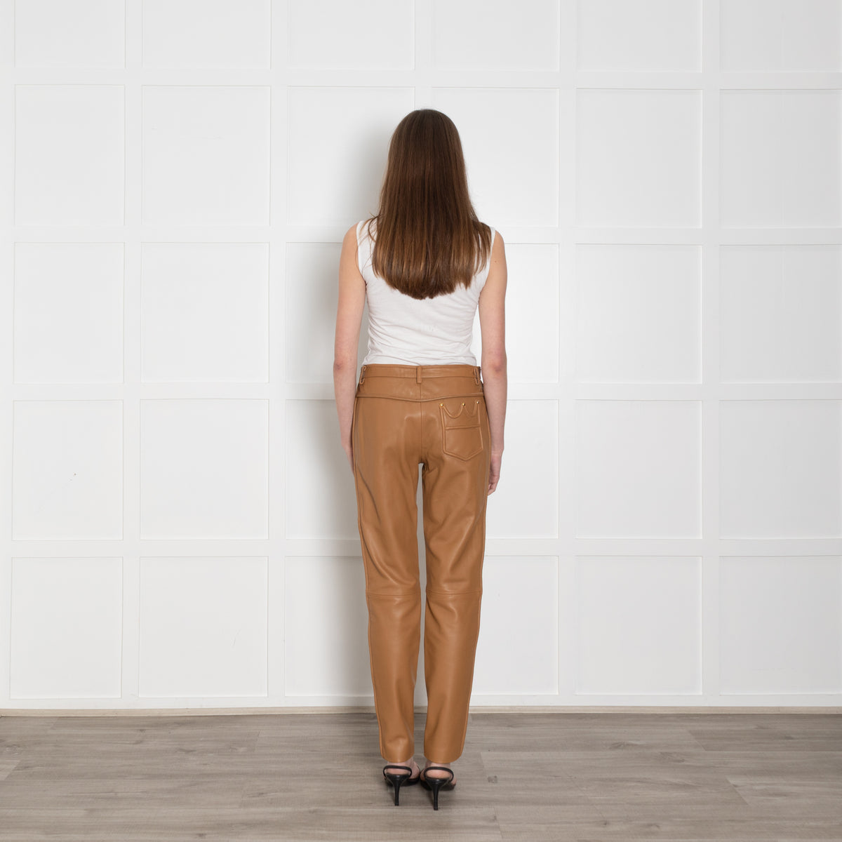 Boutique Moschino Mustard Leather Trousers