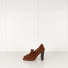 Hermes Tan Suede Round Toe Heeled Shoes