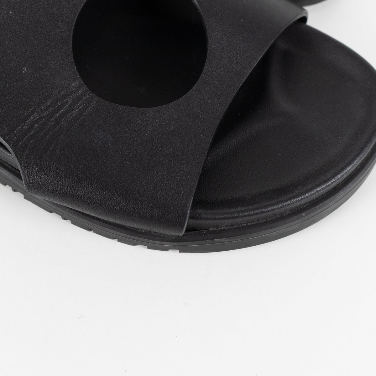 Hermes Black Edith Cut-Out Calfskin Sandals
