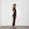Mugler Brown Knit Rollneck Long Dress