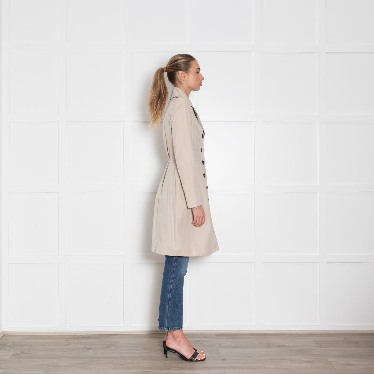 Burberry Beige Cotton Waisted Trench Coat