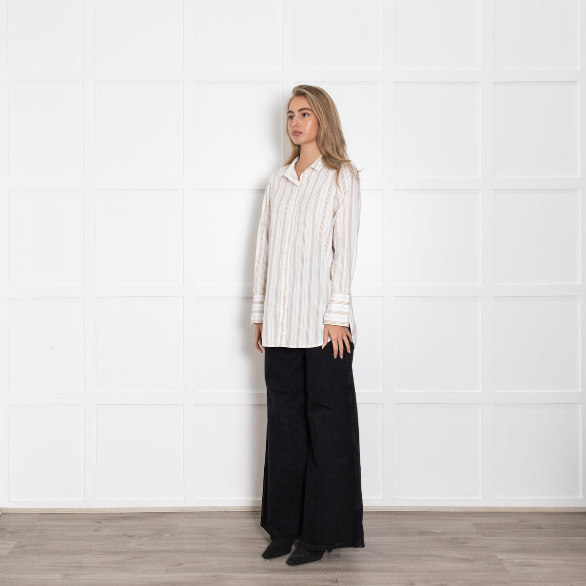 By Malene Birger White With With Brown Stripes Cotton Shirt