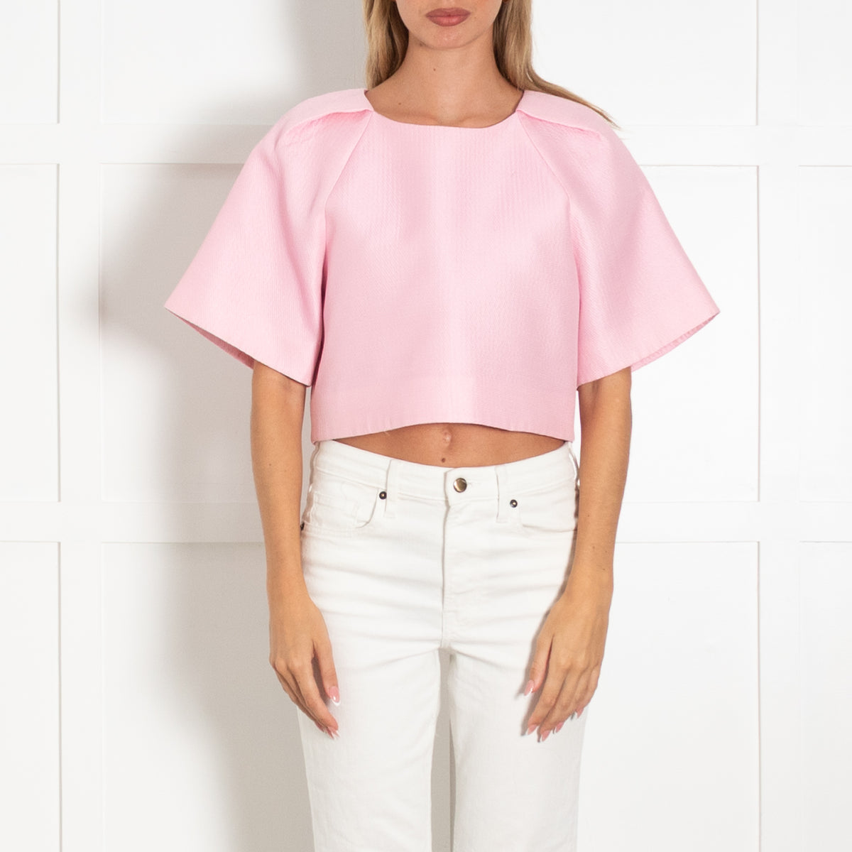 Tibi Pink Structured Cropped Top