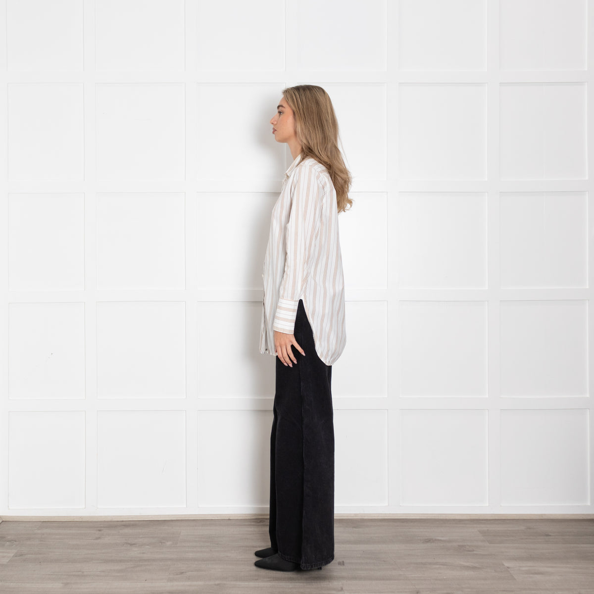 By Malene Birger White With With Brown Stripes Cotton Shirt