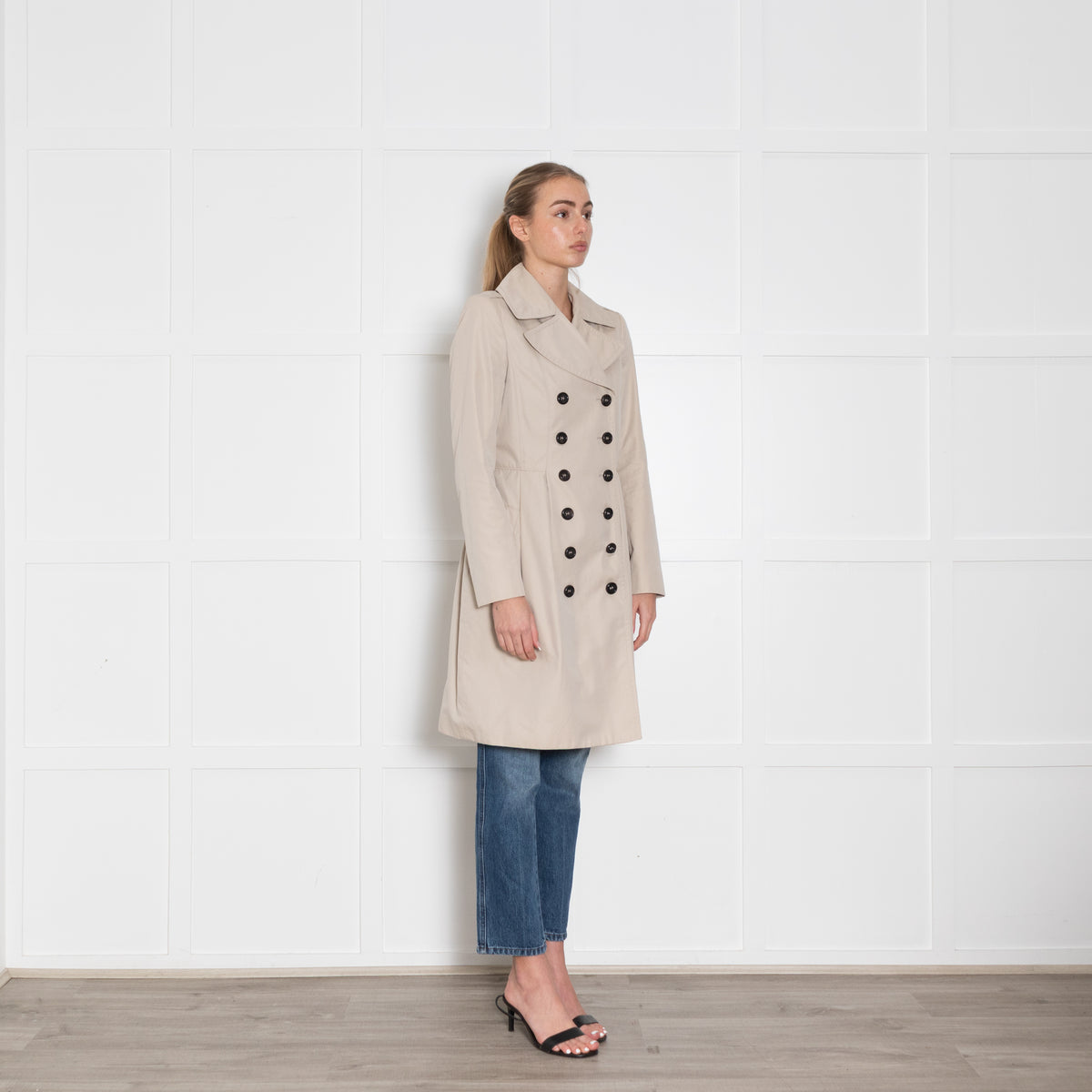 Burberry Beige Cotton Waisted Trench Coat