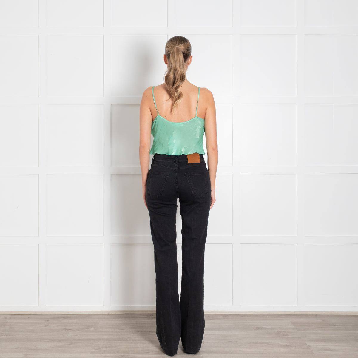 Victoria Beckham Green Shiny Cropped Camisole