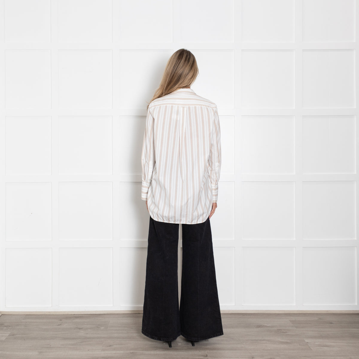 By Malene Birger White With With Brown Stripes Cotton Shirt