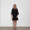 Michael By Michael Kors Black Lace And Lurex Long Sleeve Short Dress
