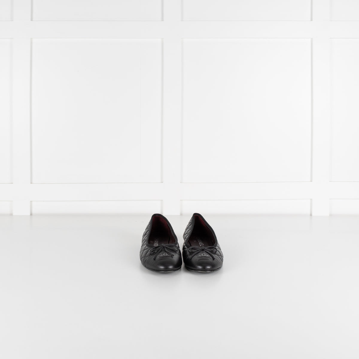 Chanel Black Calfskin Quilted Detail Ballet Pumps