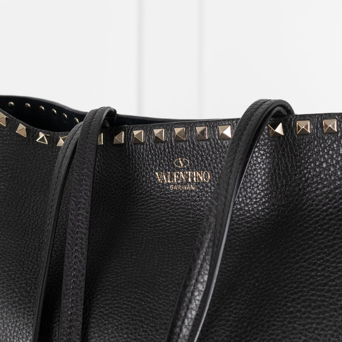Valentino Garavani Rockstud Black Calf Leather Tote Bag
