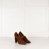 Hermes Tan Suede Round Toe Heeled Shoes