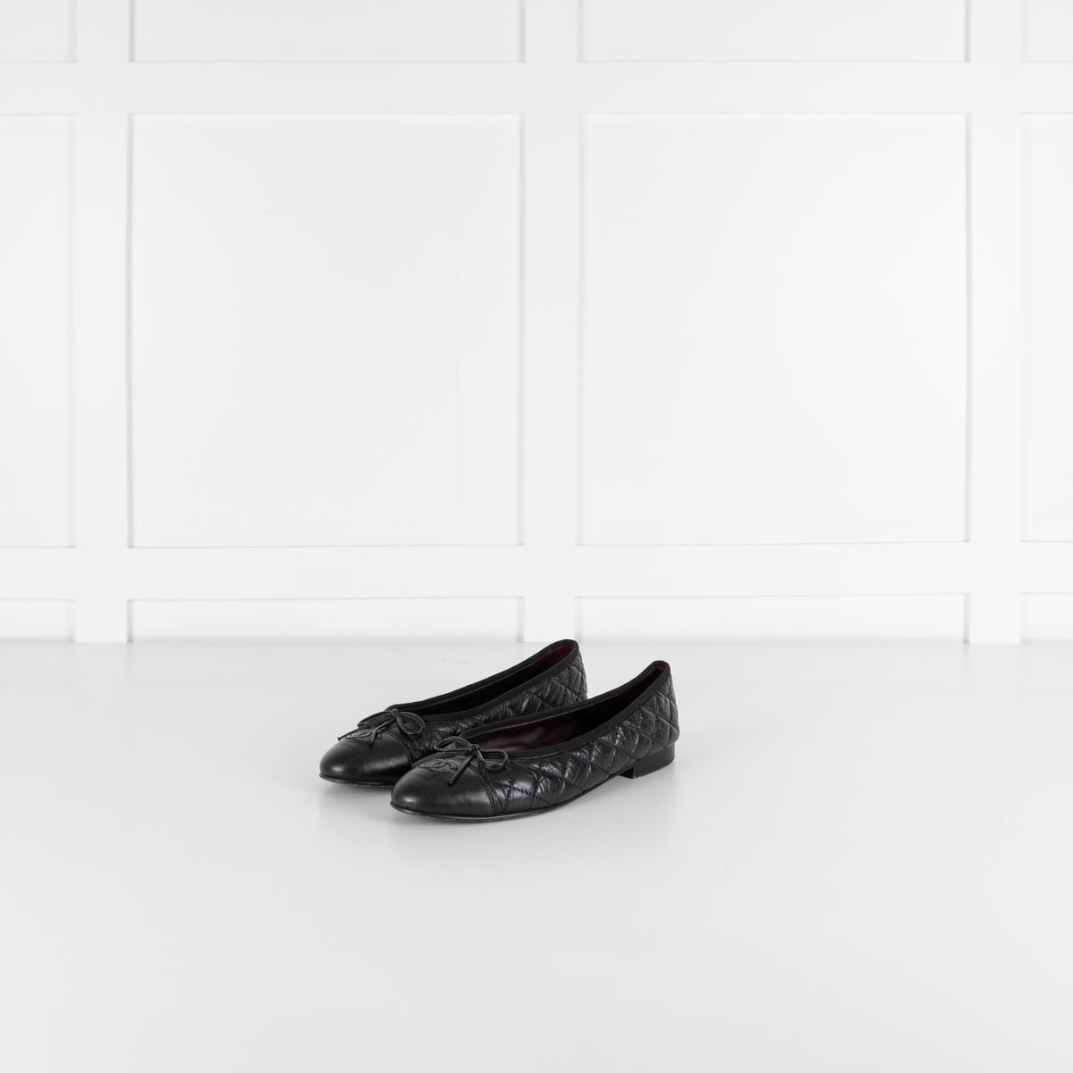 Chanel Black Calfskin Quilted Detail Ballet Pumps