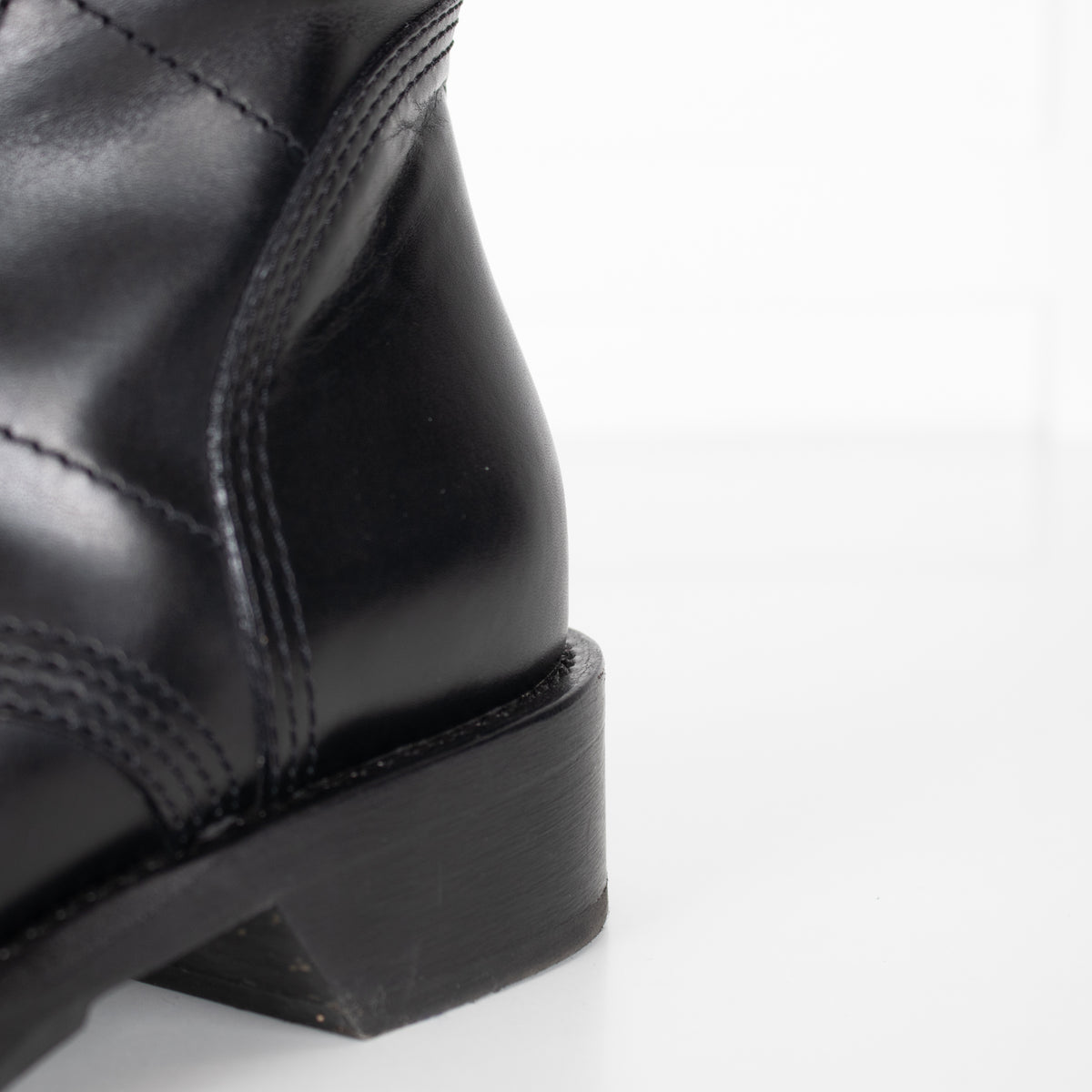 Louis Vuitton Black Leather Lace Up Monogram Detail Boots