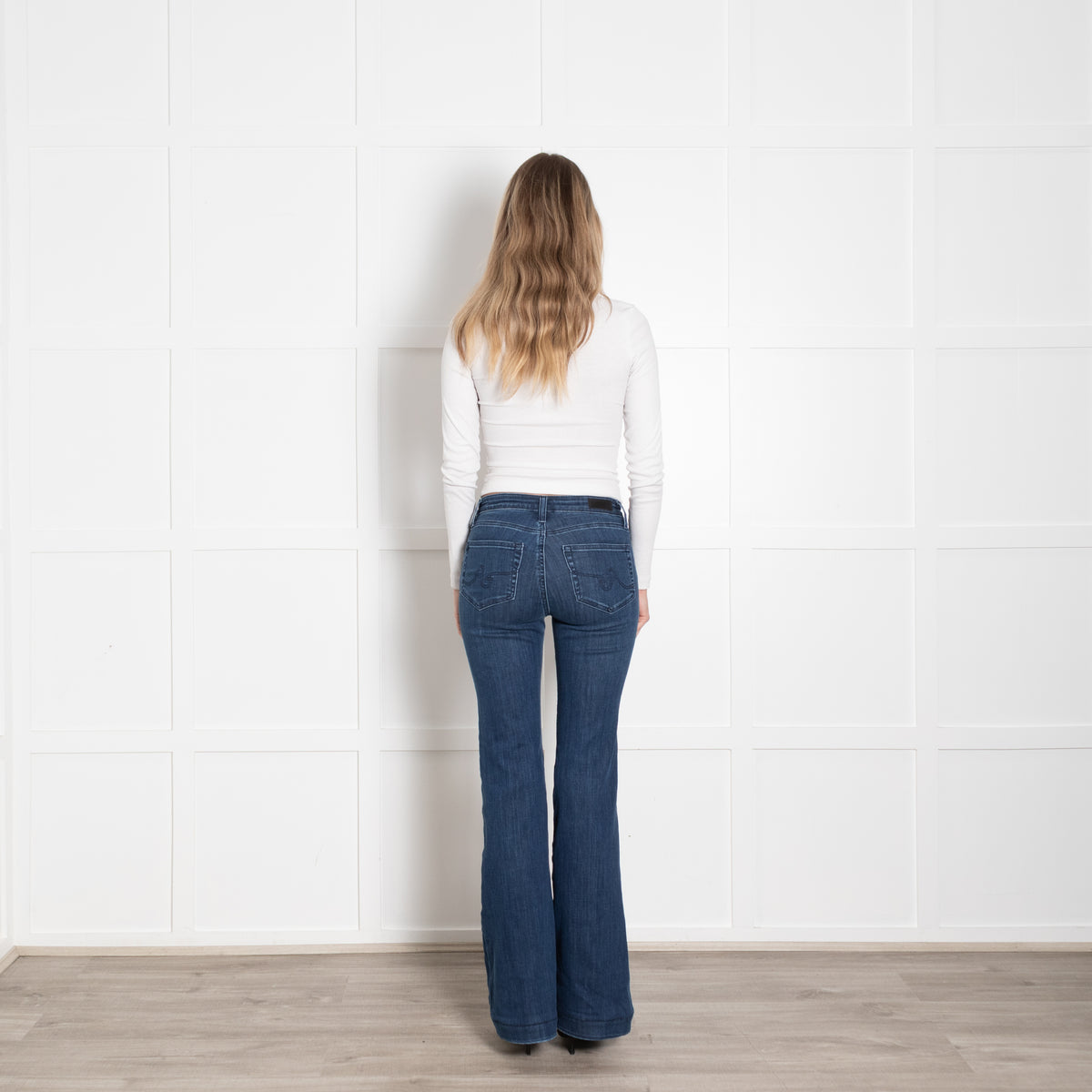 AG Blue Denim Tropea High Rise Flared Jeans