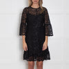 Michael By Michael Kors Black Lace And Lurex Long Sleeve Short Dress