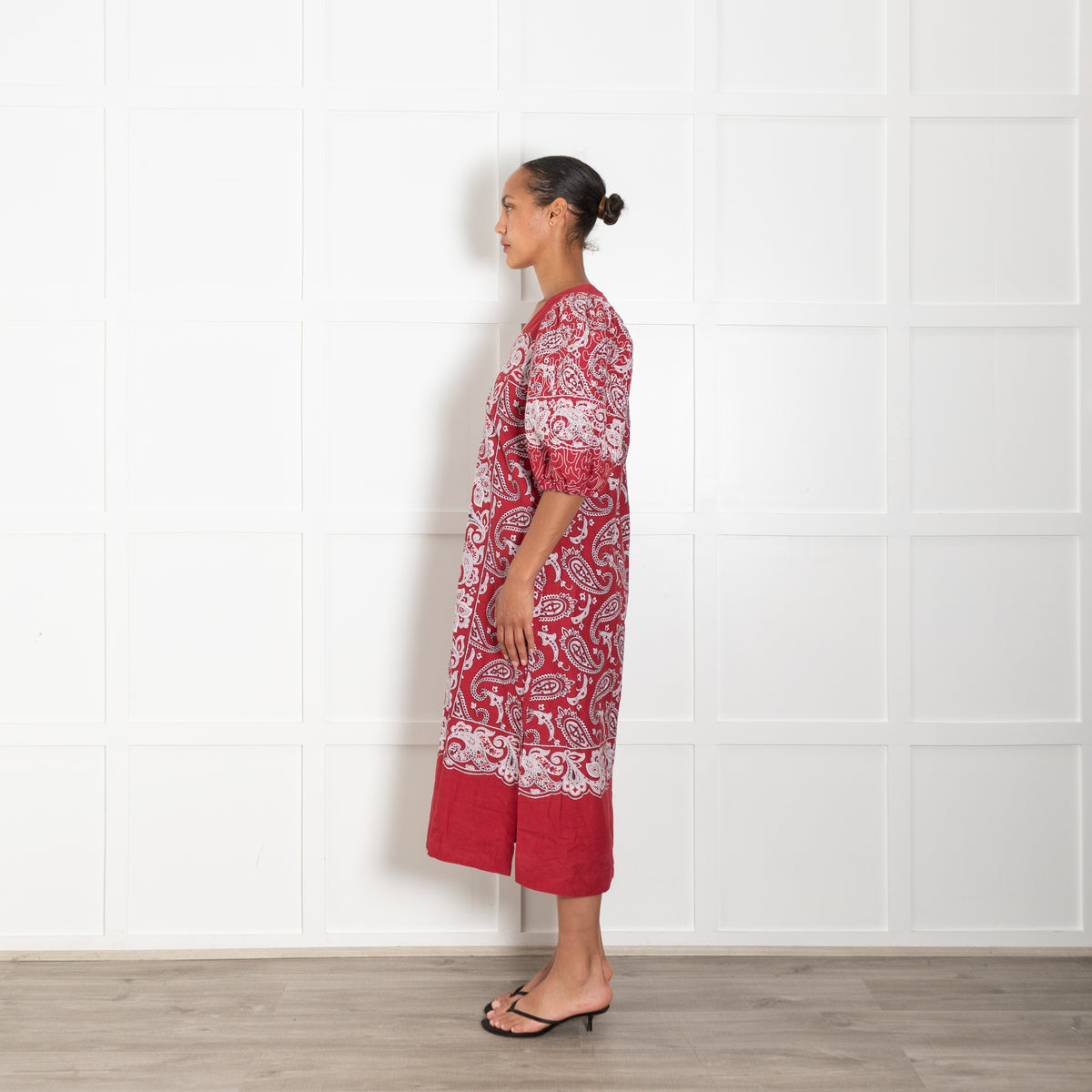Sea New York Red Paisley Puff Sleeve Dress