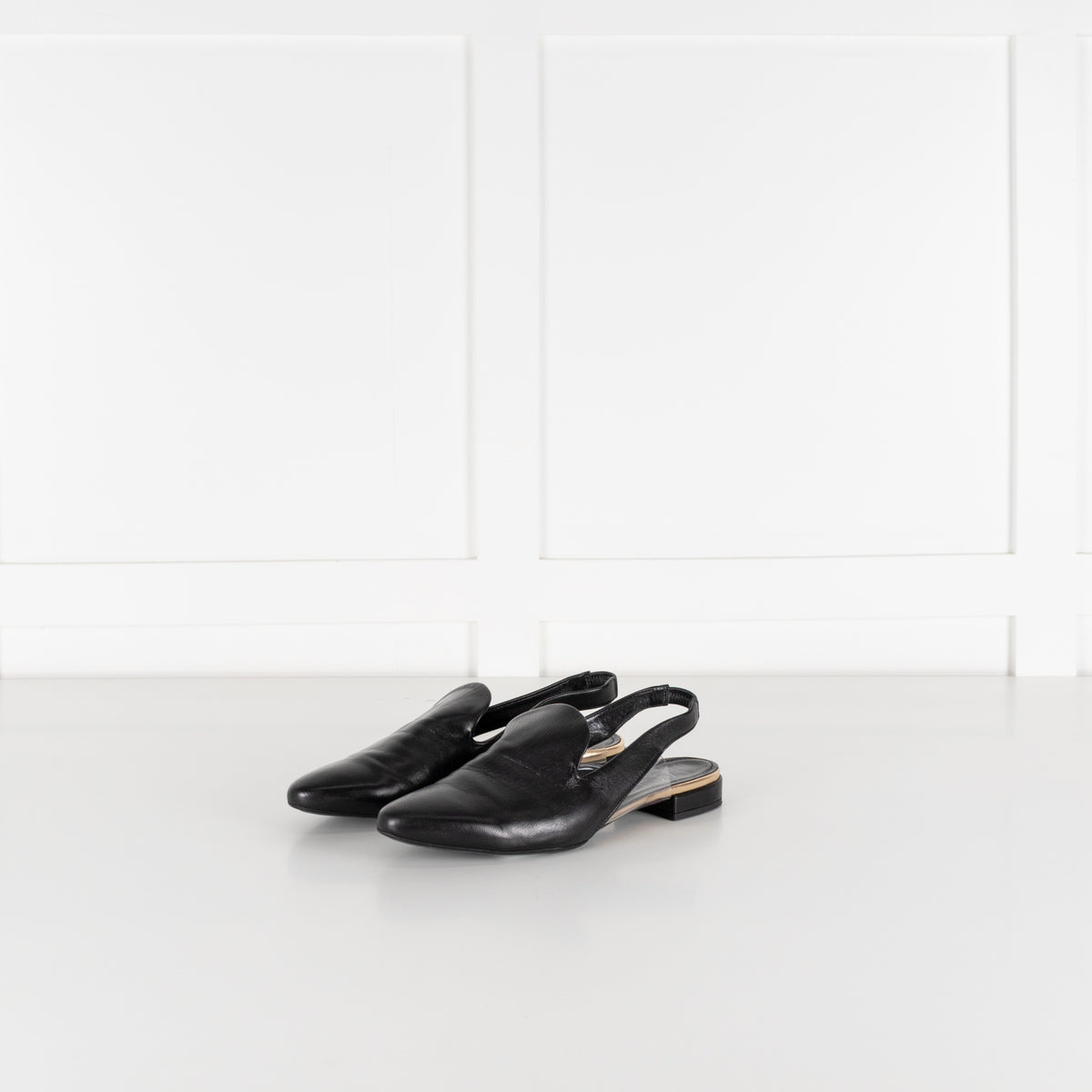 Agl Black Leather Slingbacks