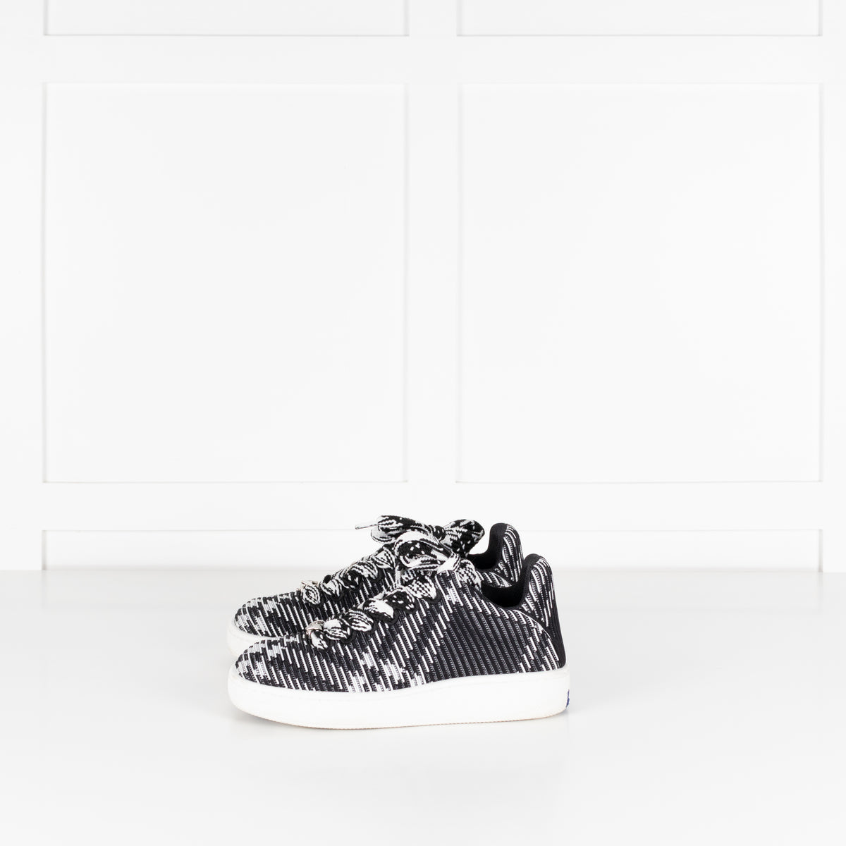 Burberry Black White Check Knit Box Trainers