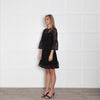 Michael By Michael Kors Black Lace And Lurex Long Sleeve Short Dress