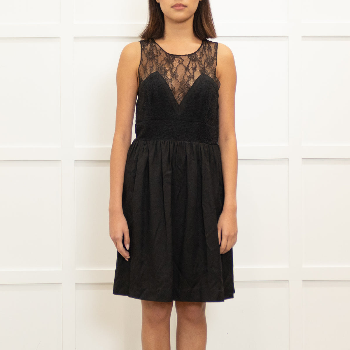 Sandro Black Short Sleeveless Dress With Lace Top