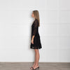 Michael By Michael Kors Black Lace And Lurex Long Sleeve Short Dress