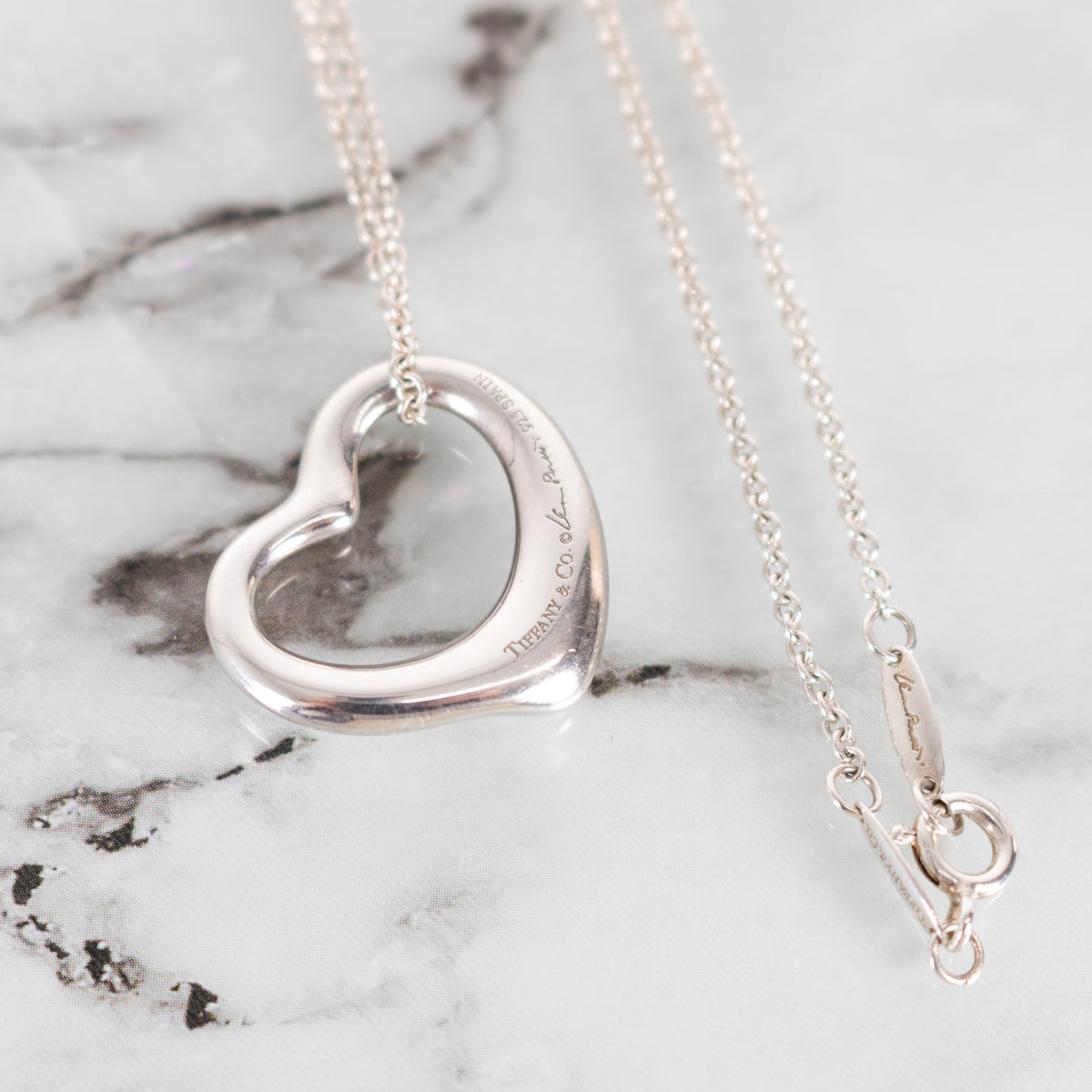 Tiffany & Co Silver Elsa Peretti Open Heart Necklace