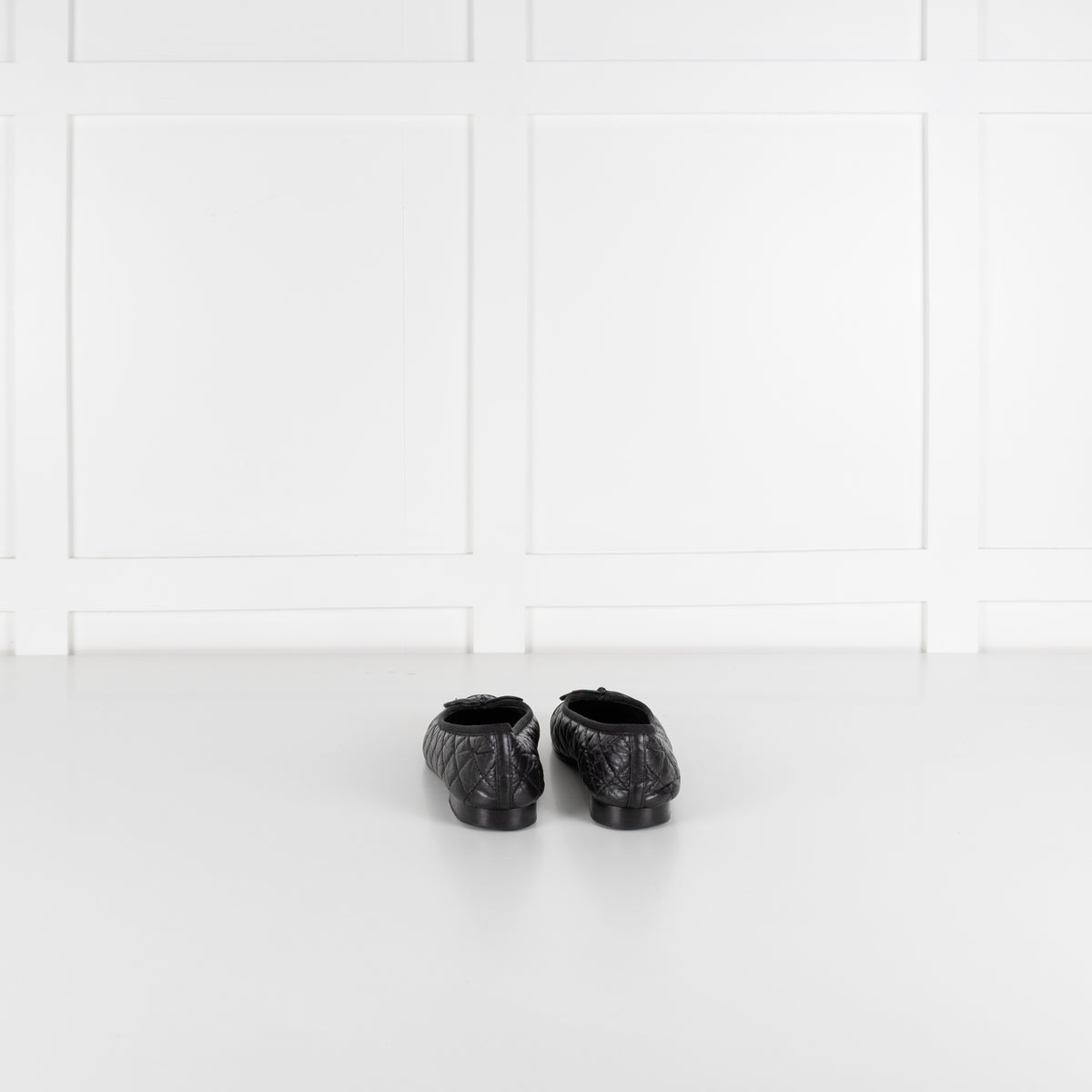 Chanel Black Calfskin Quilted Detail Ballet Pumps