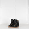 Isabel Marant Etoile Bekett Black Leather Wedge Trainers Plus Spare Laces