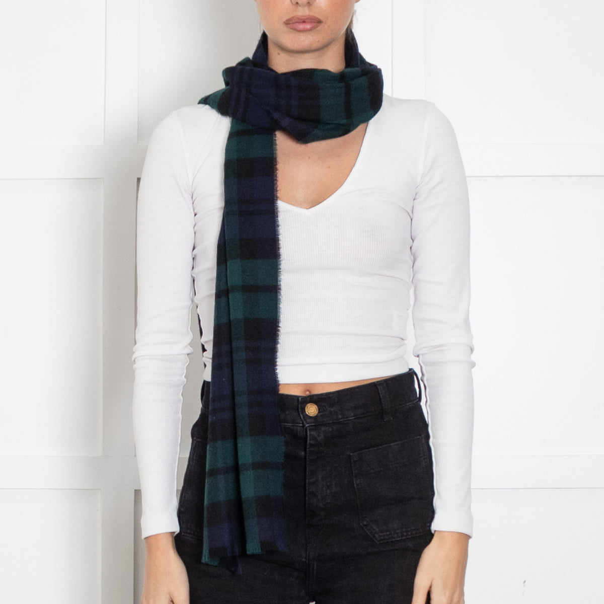 Johnstons of Elgin Black Watch Wool Scarf