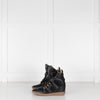 Isabel Marant Etoile Bekett Black Leather Wedge Trainers Plus Spare Laces