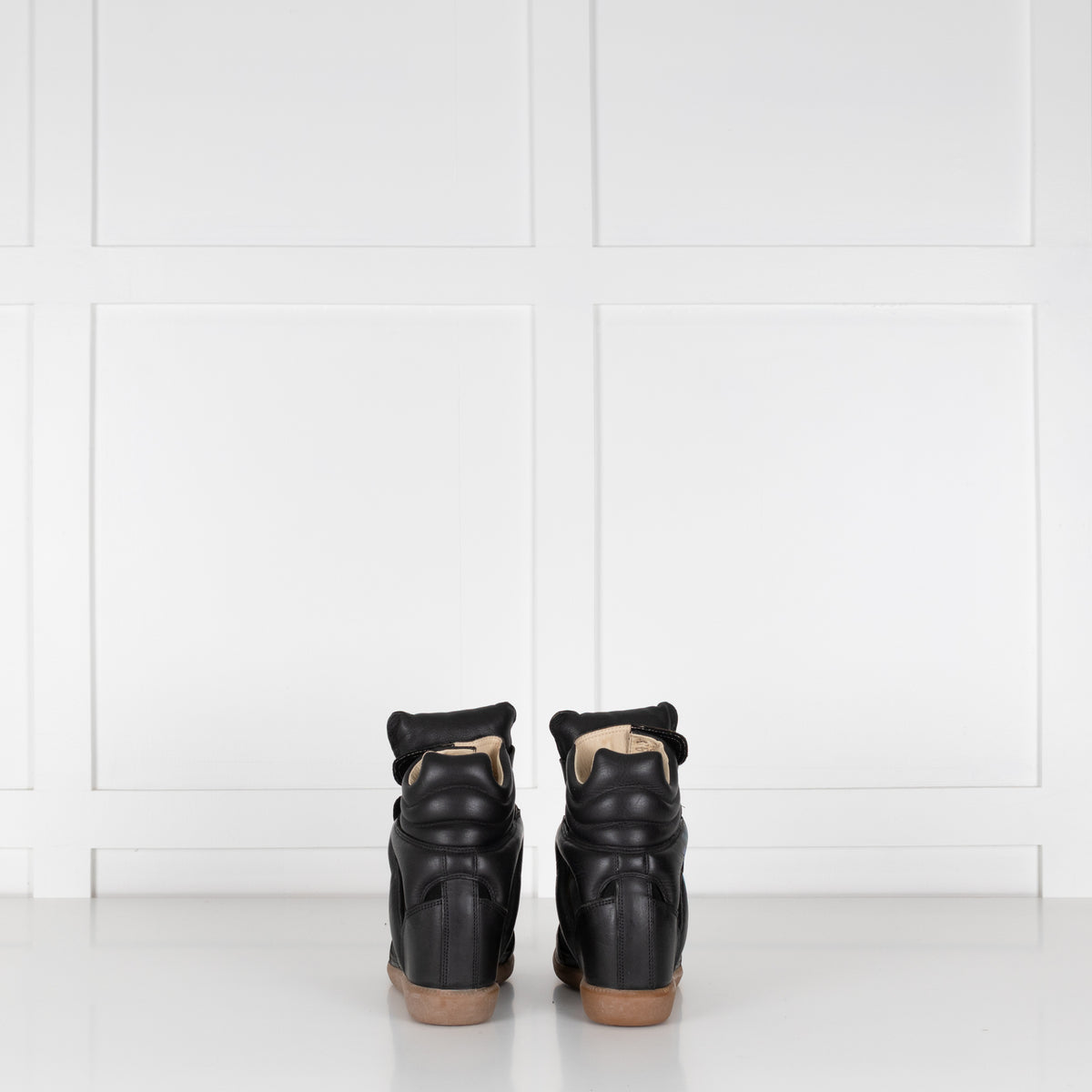 Isabel Marant Etoile Bekett Black Leather Wedge Trainers Plus Spare Laces
