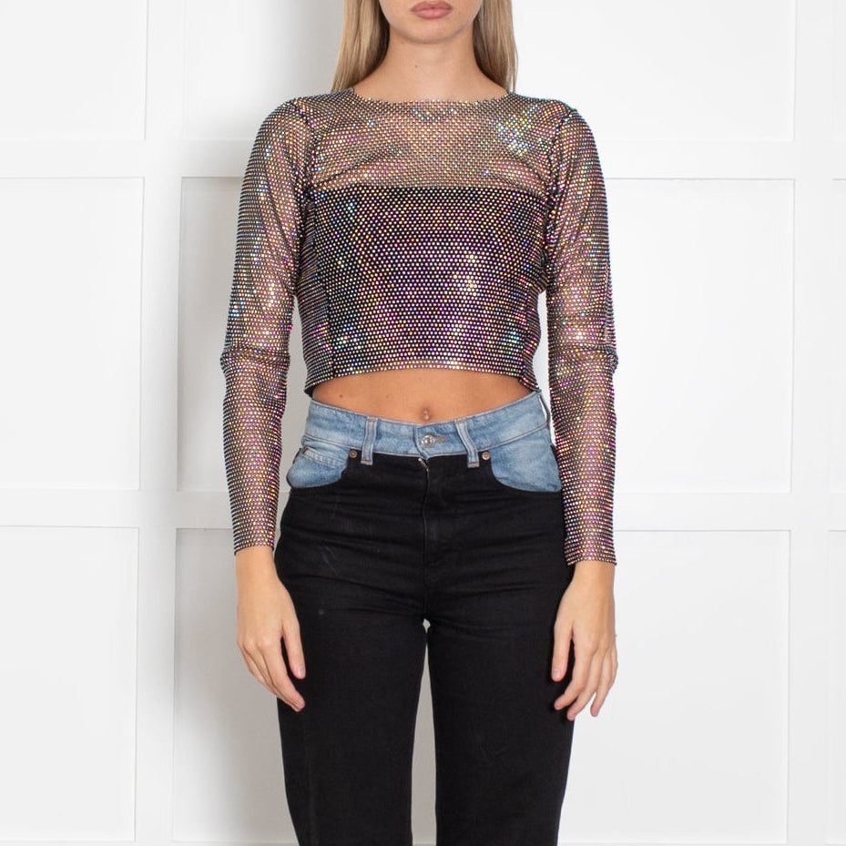 Santa Brands Jewelled Stretch Mesh Top