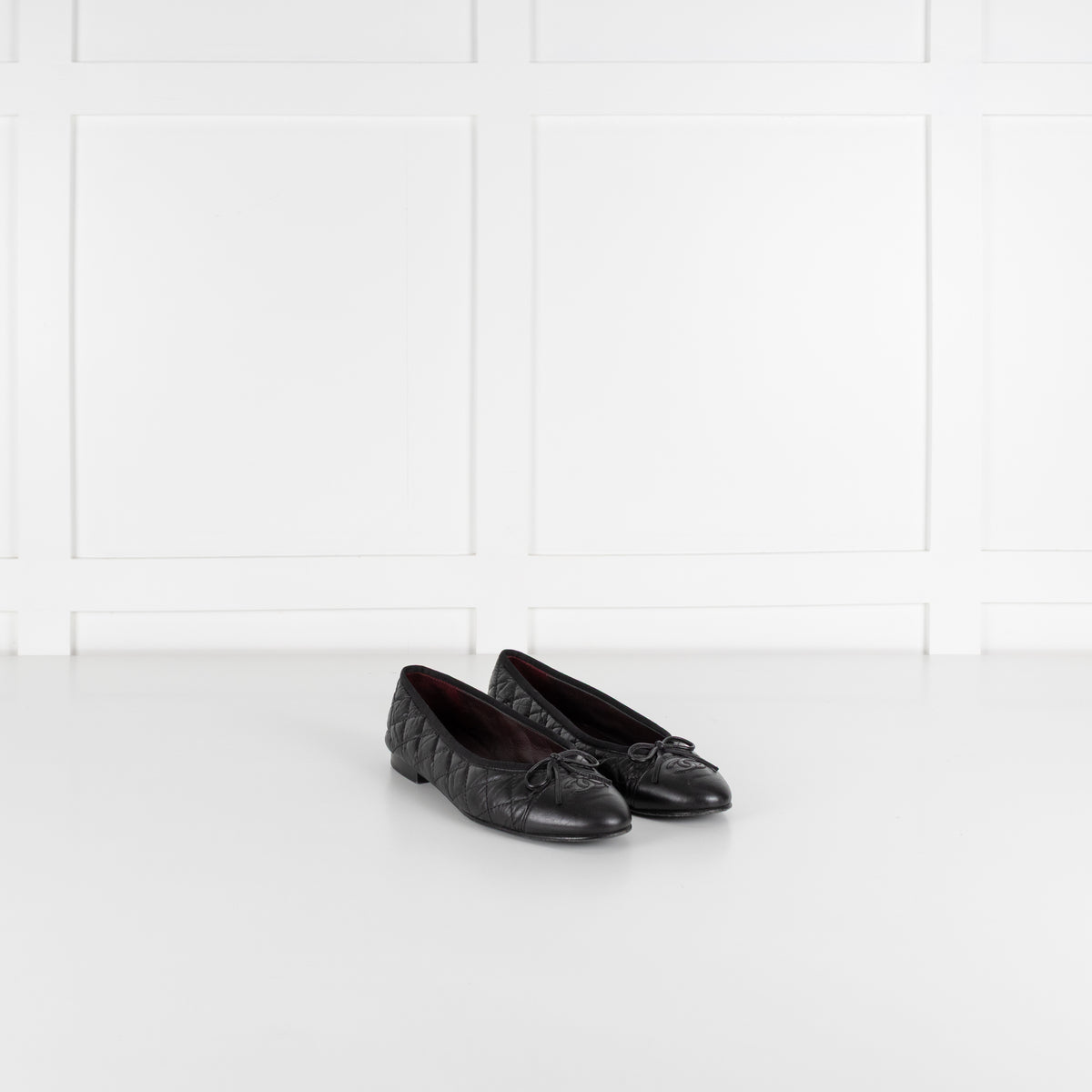 Chanel Black Calfskin Quilted Detail Ballet Pumps