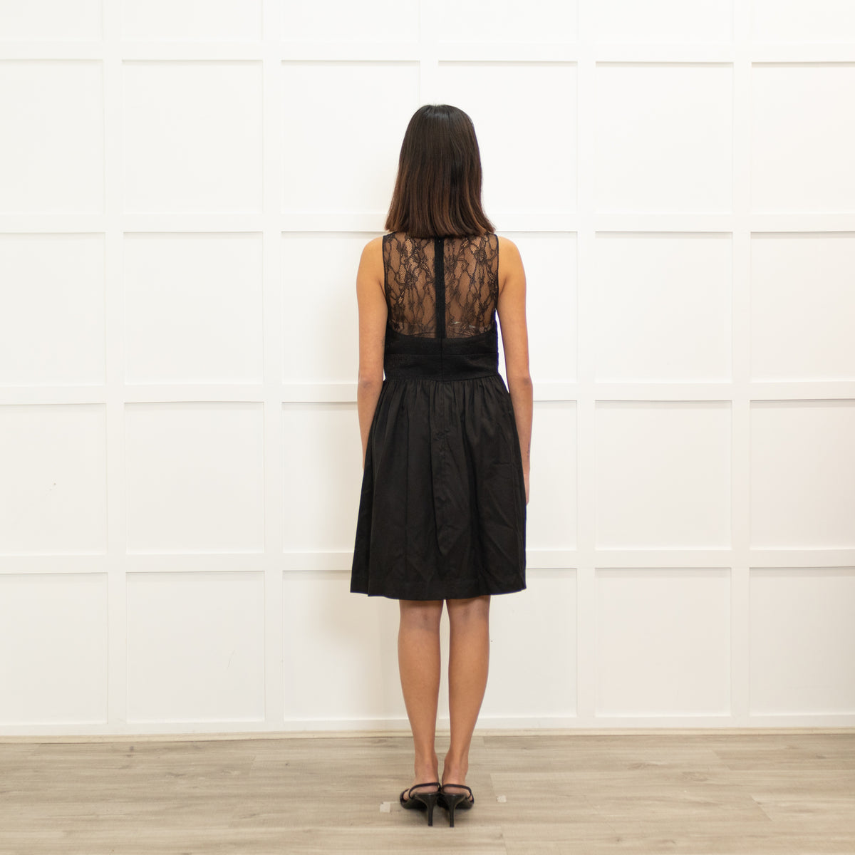 Sandro Black Short Sleeveless Dress With Lace Top