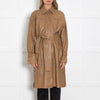 Remain Birger Christensen Tan Leather Shirt/Coat With Belt